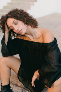 Black Joan Strapless Short Dress Front View